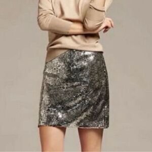 J Crew Gunmetal Grey Sequins Skirt Brand New With Tags sz 4